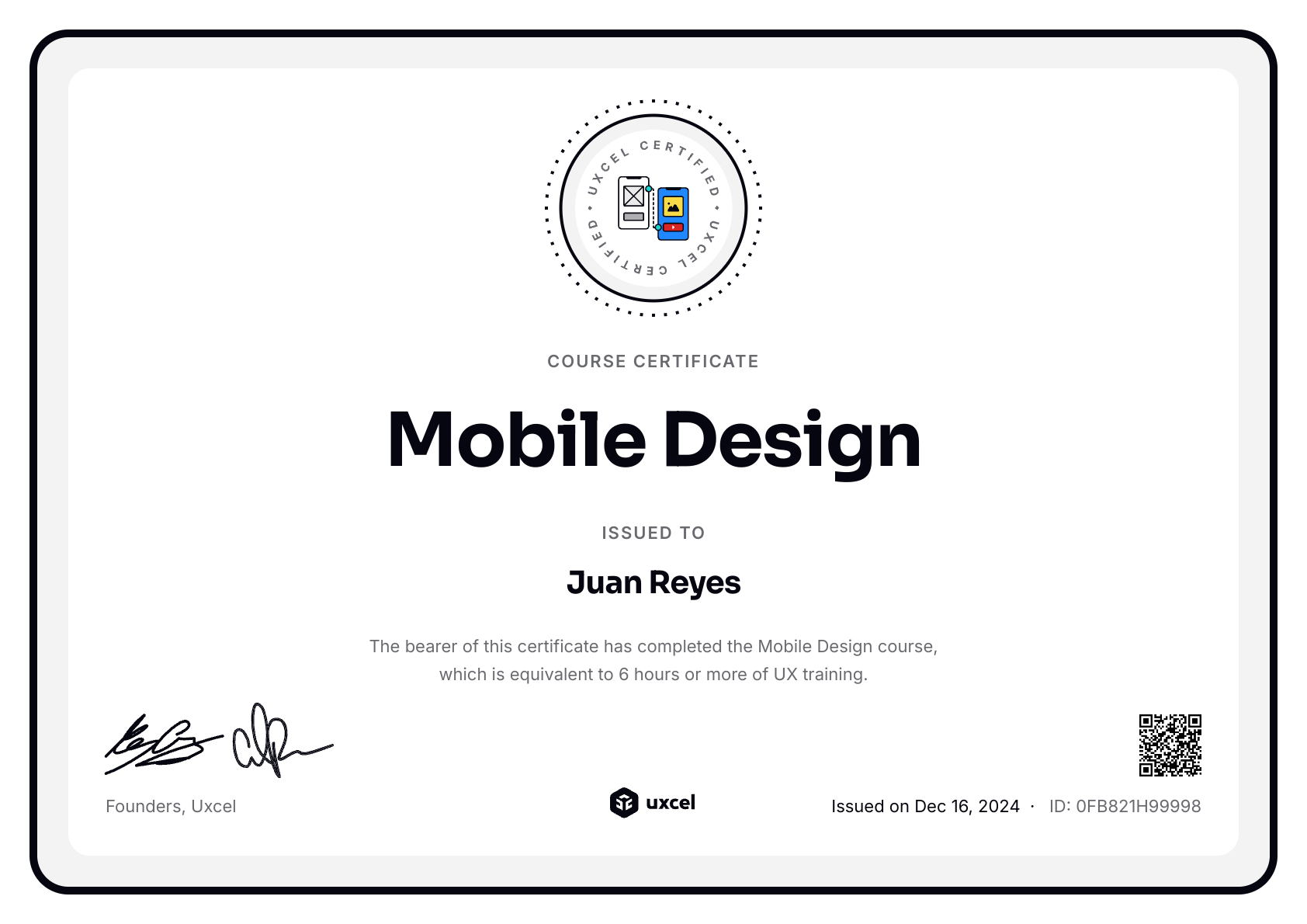 Juan Reyes's certificate